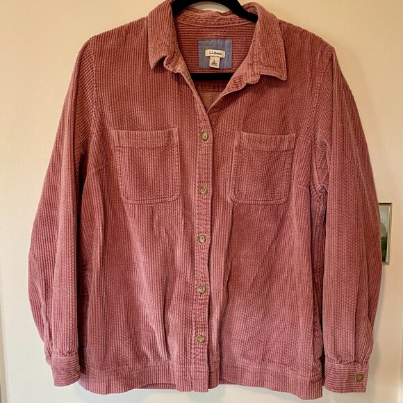 L.L. Bean Jackets & Blazers - LL Bean Womens LARGE Shirt Jacket Dusty Rose Pink Corduroy Wide Wale Shacket